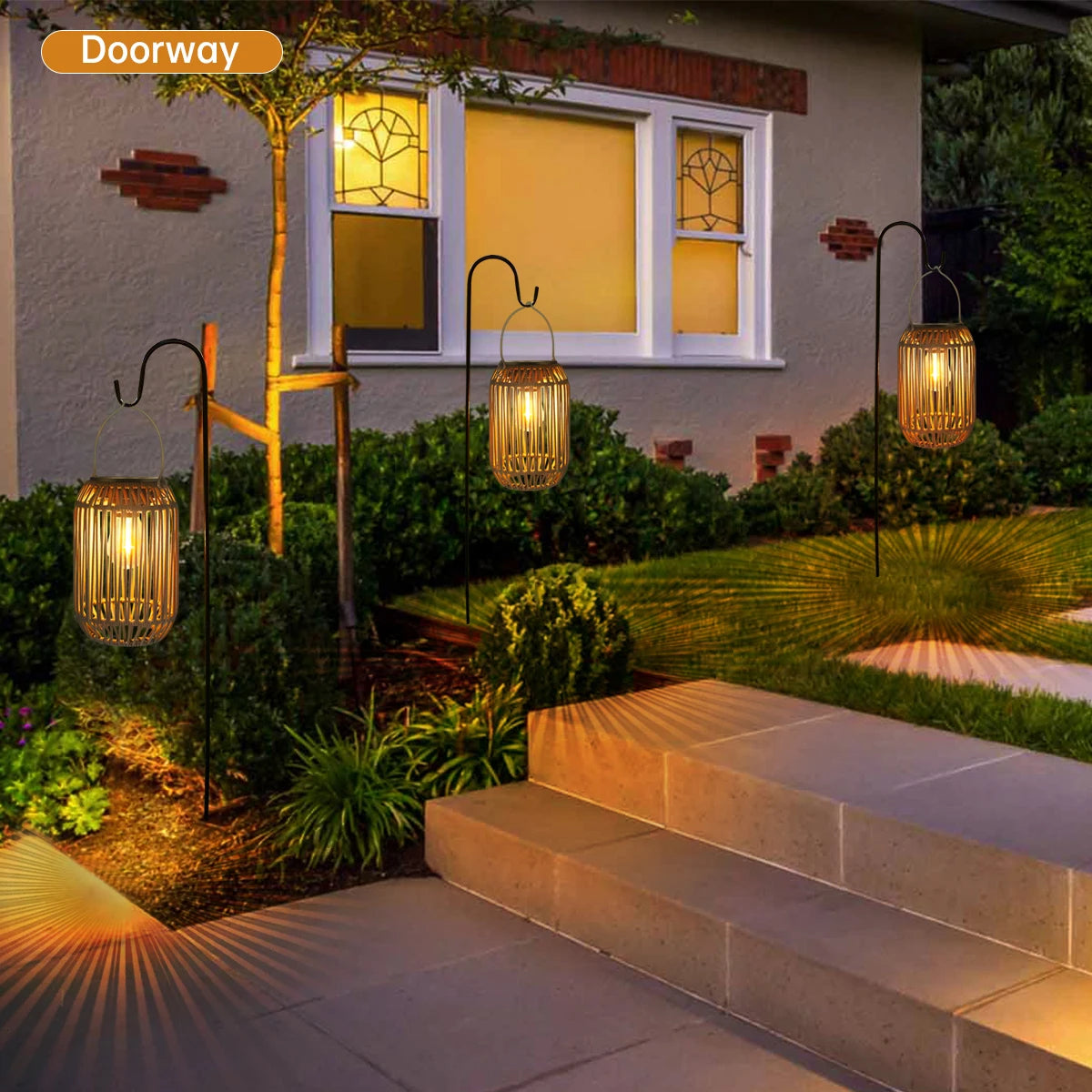 Boho Rattan Hanging Lights for Garden - LED Lighting