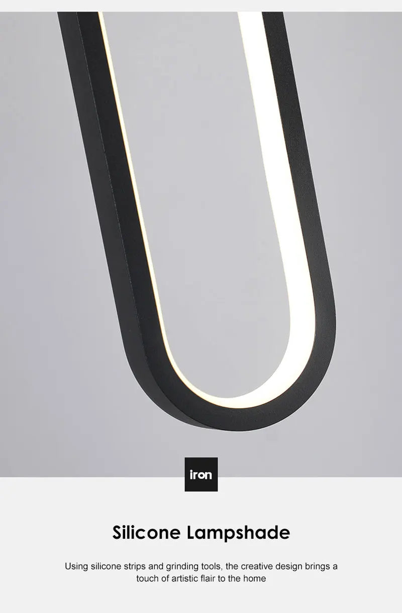 Oval LED Pendant Light – Modern Black Ring Hanging Lamp for Kitchen & Foyer.