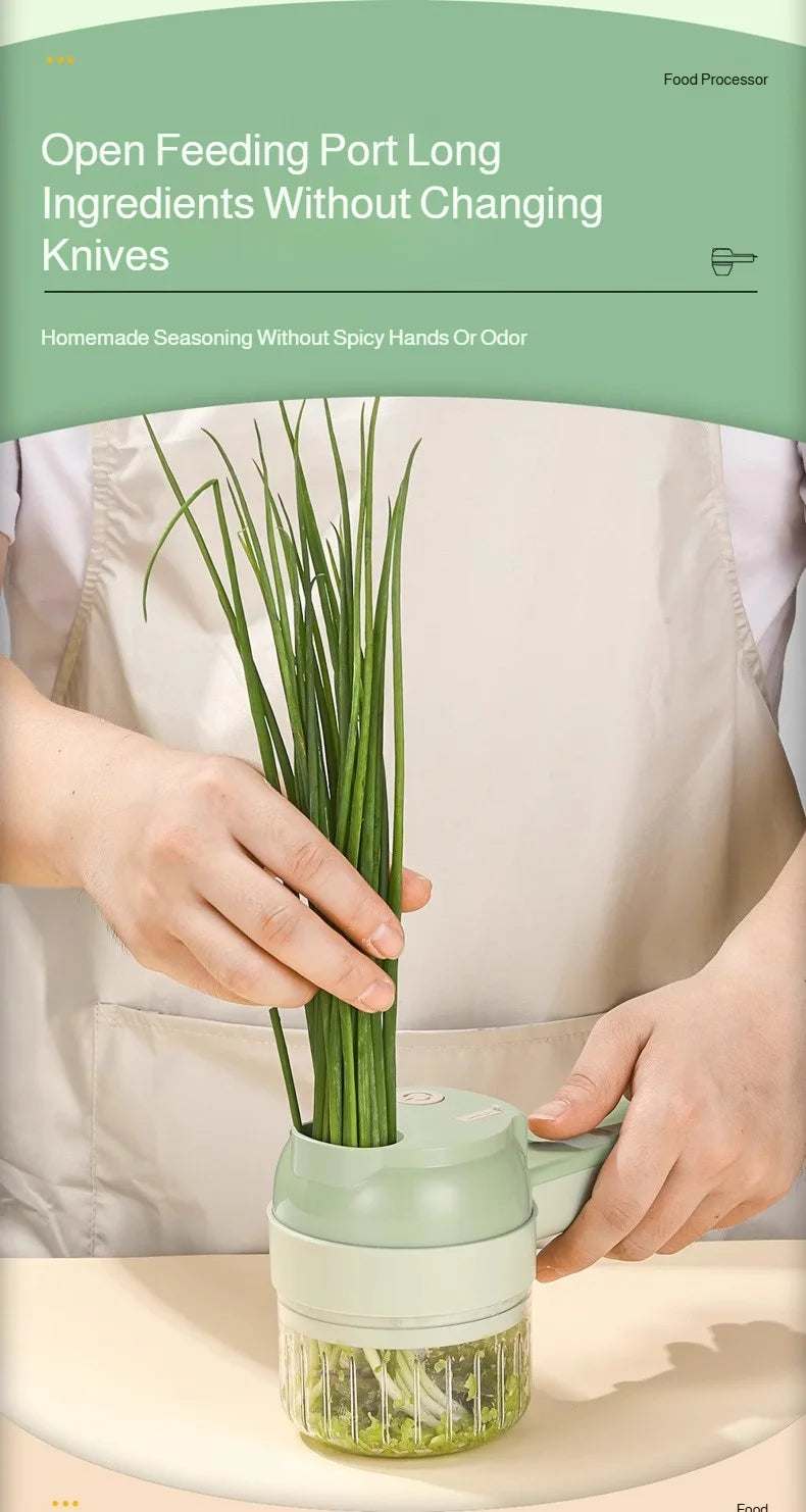 Electric Vegetable Cutter 4-in-1 Wireless Food Chopper