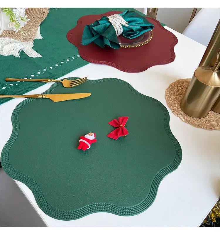 Leather Flower Shape Table Decoration Mat