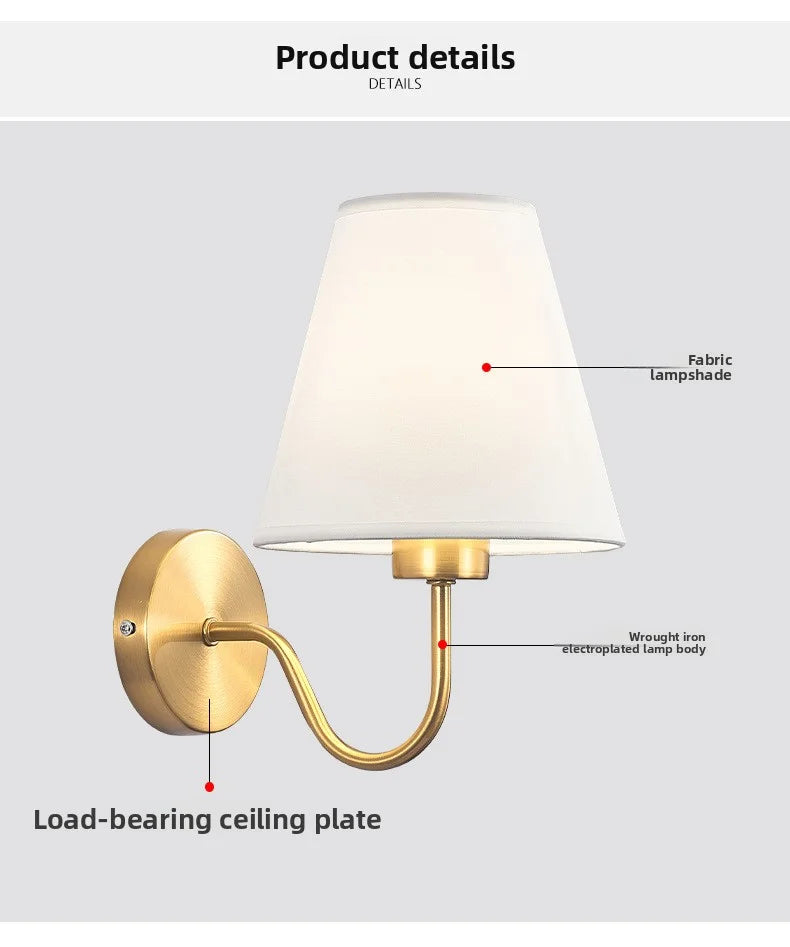 Modern Fabric Wall Lamp – Bedside Sconce for Bedroom, Hallway & Stairs.