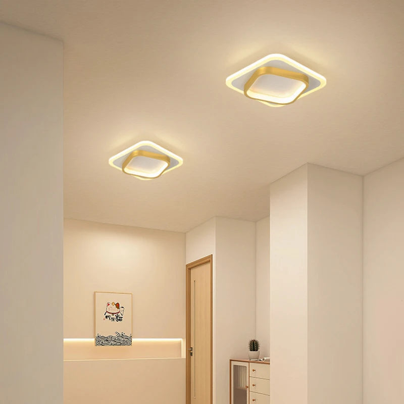 Round Flush Mount LED Ceiling Light | Modern Chandelier for Bedroom, Bathroom, Corridor & Foyer, Black & Gold Finishes.