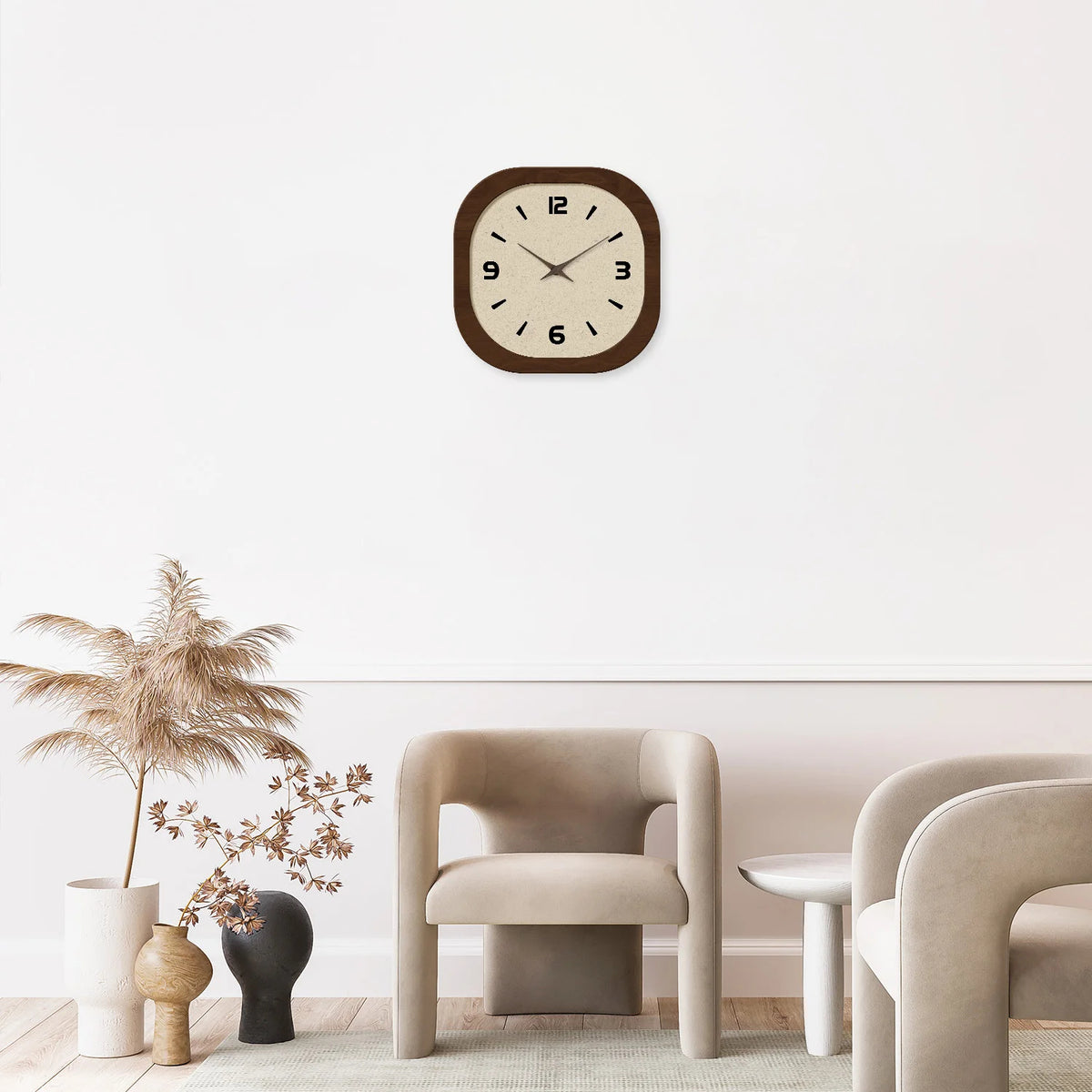 French-Style Retro Cream Crystal Square Wooden Wall Clock