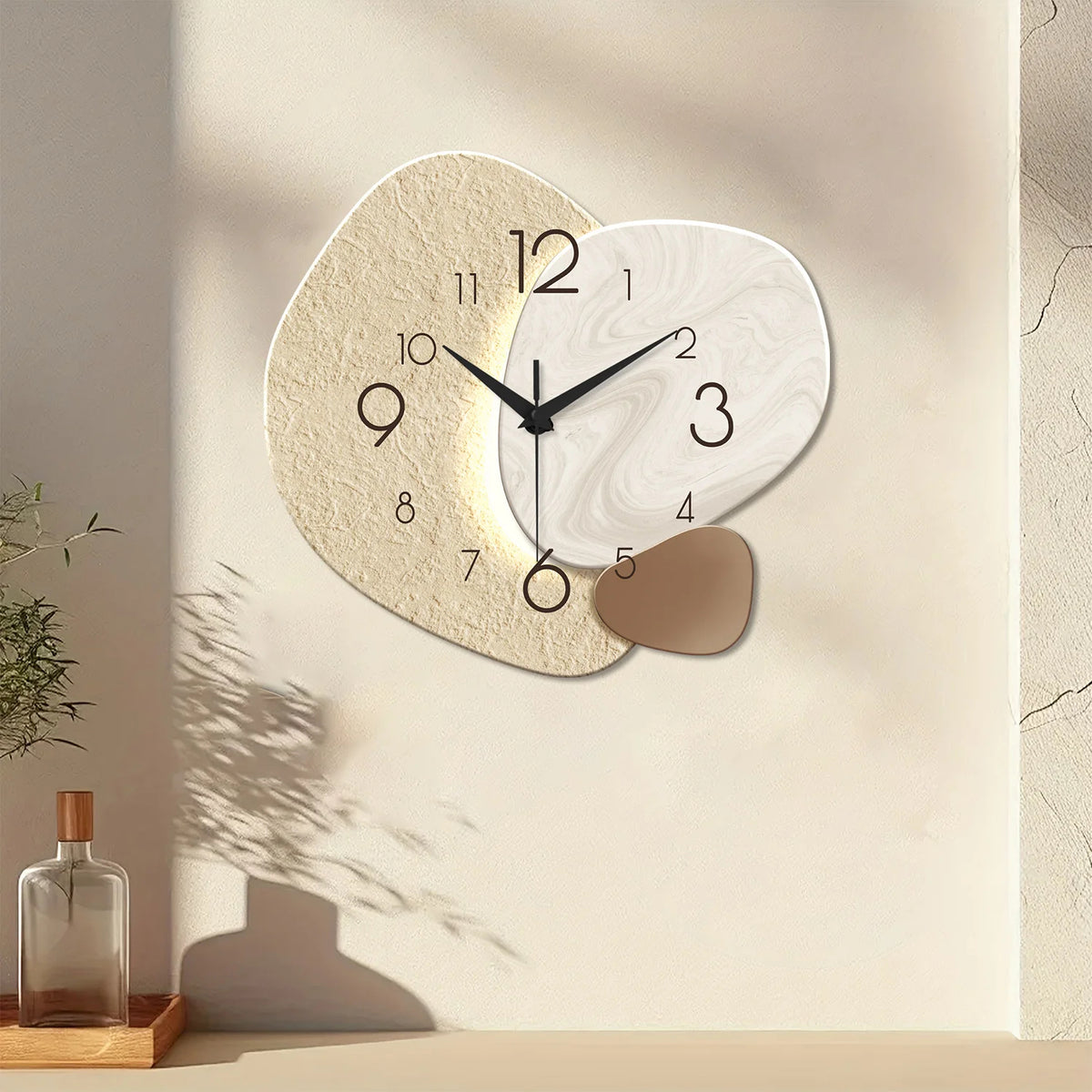 Silent Quartz Wall Clock, Japan Style Geometric Design