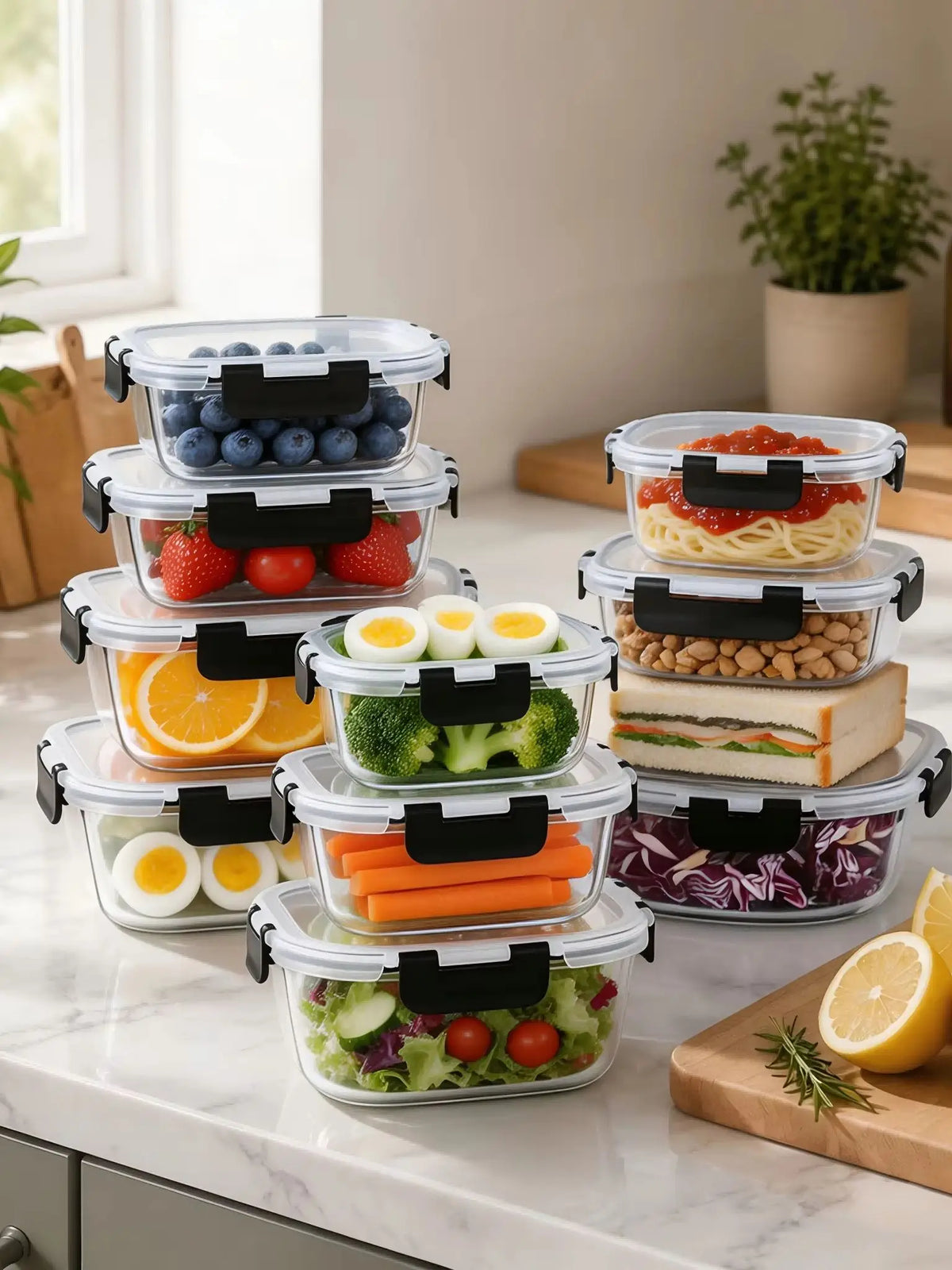 Multi-Size Storage Container Kit with Snap Lock Lids