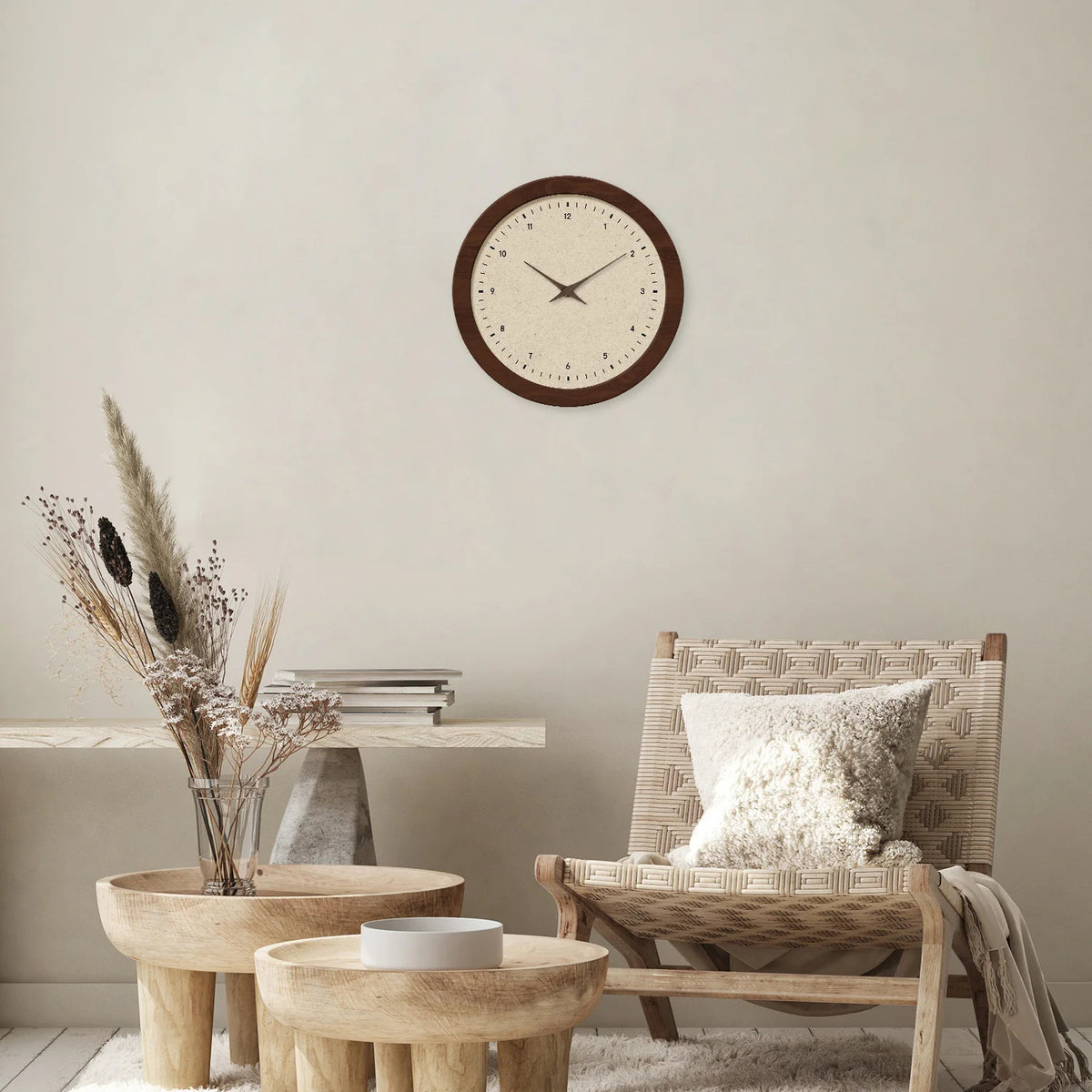 French Ancient Style Crystal Porcelain Round Wooden Wall Clock