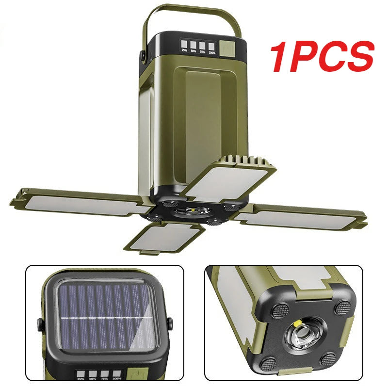 Foldable Rechargeable Tent Lamp with Power Bank