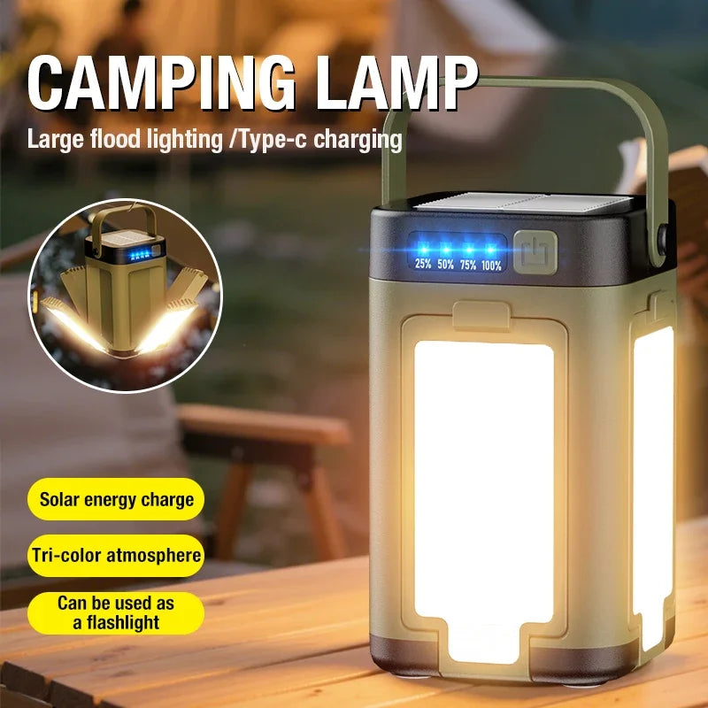 Foldable Rechargeable Tent Lamp with Power Bank