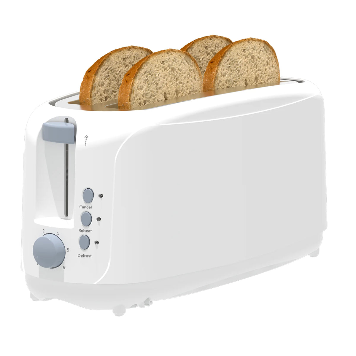 Extra Long Slot 4 Slice Toaster with 6 Shade Settings