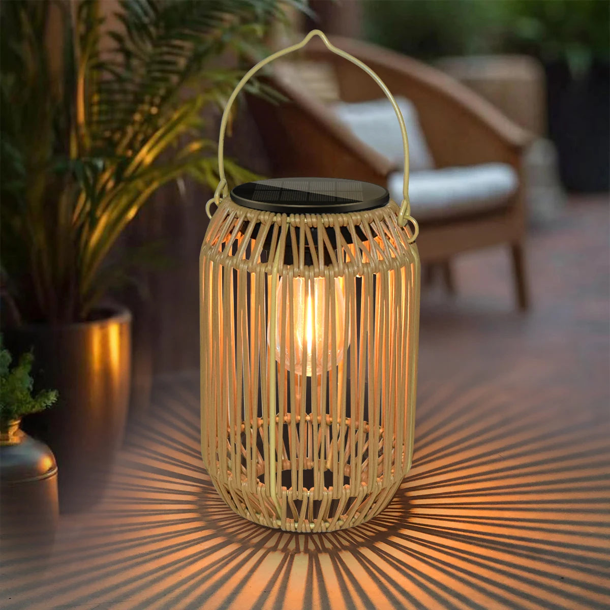 Boho Rattan Hanging Lights for Garden - LED Lighting