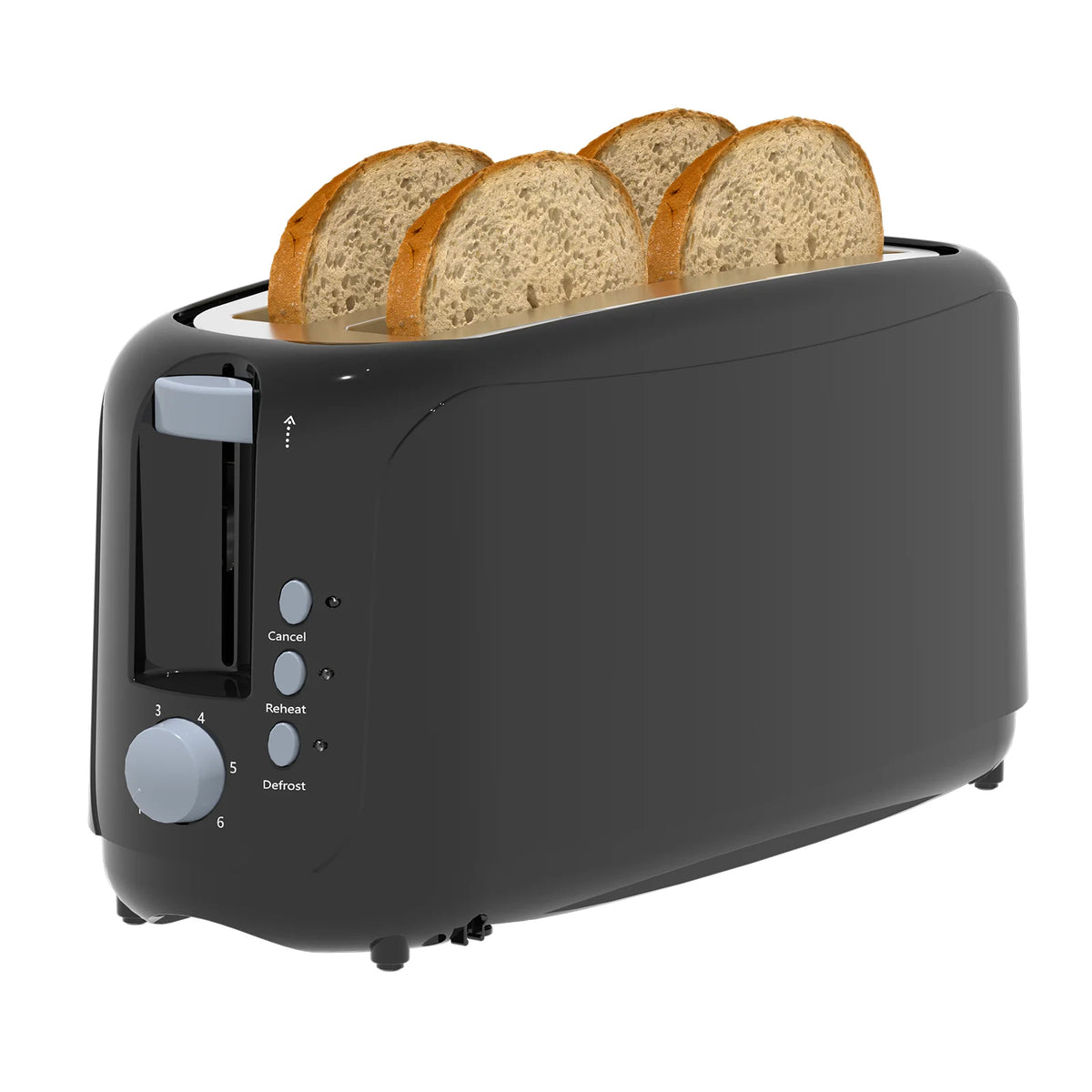 Extra Long Slot 4 Slice Toaster with 6 Shade Settings