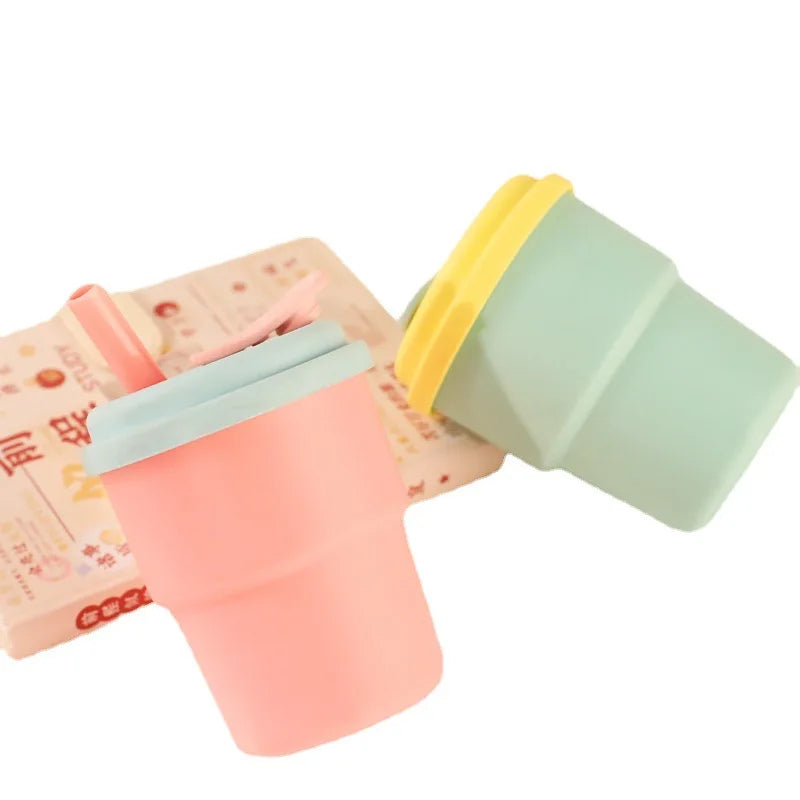 Silicone Water Cup with Straw - Portable Sport Bottle