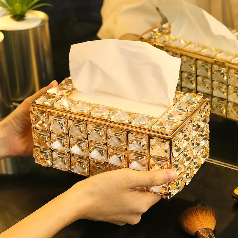 Luxury Crystal Tissue Box Cover - Ducent Decor