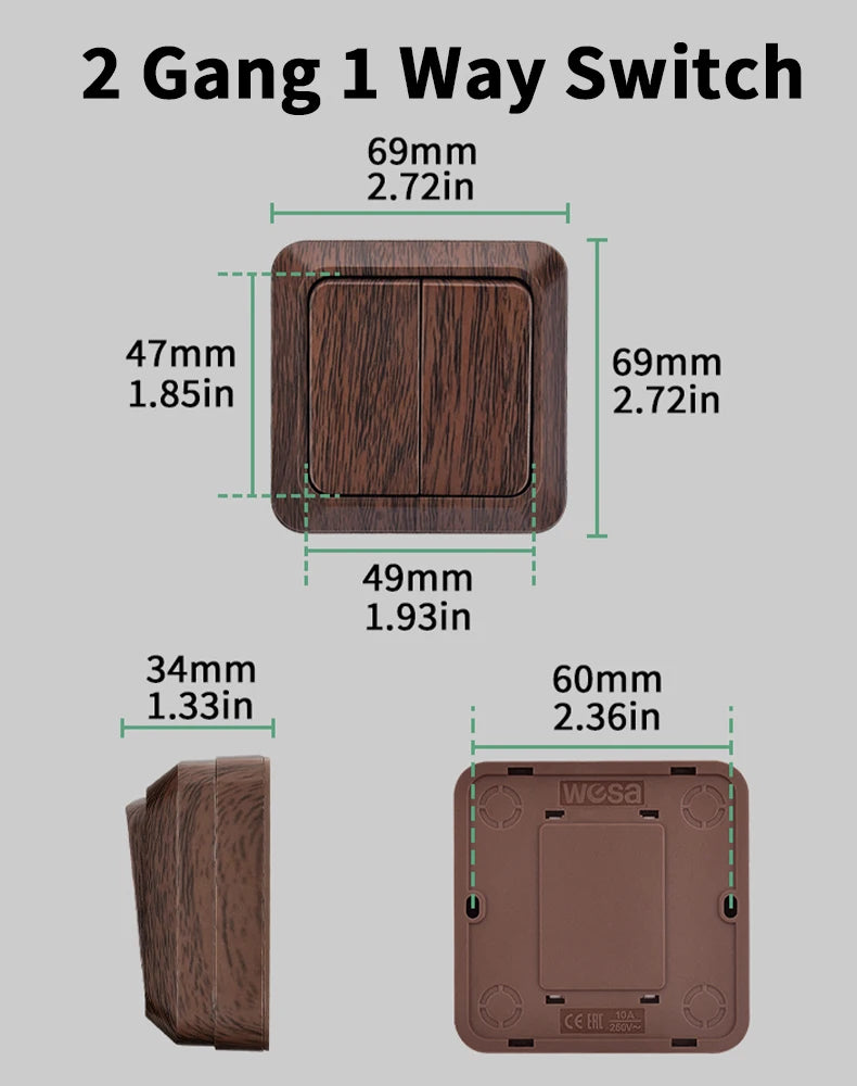 Classic 2-Gang Rocker Wall Light Switch | Ducent Decor.
