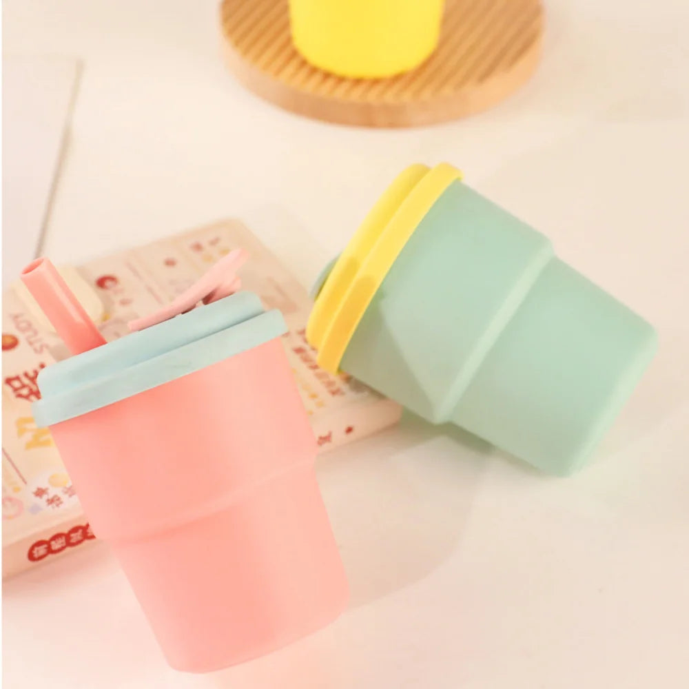 Silicone Water Cup with Straw - Portable Sport Bottle