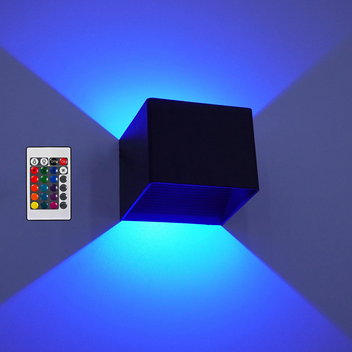 LED Remote Control Wall Lamp - Color Changing Dimmable Up Down Wall Sconce for Bedside, Corridor & Garden.