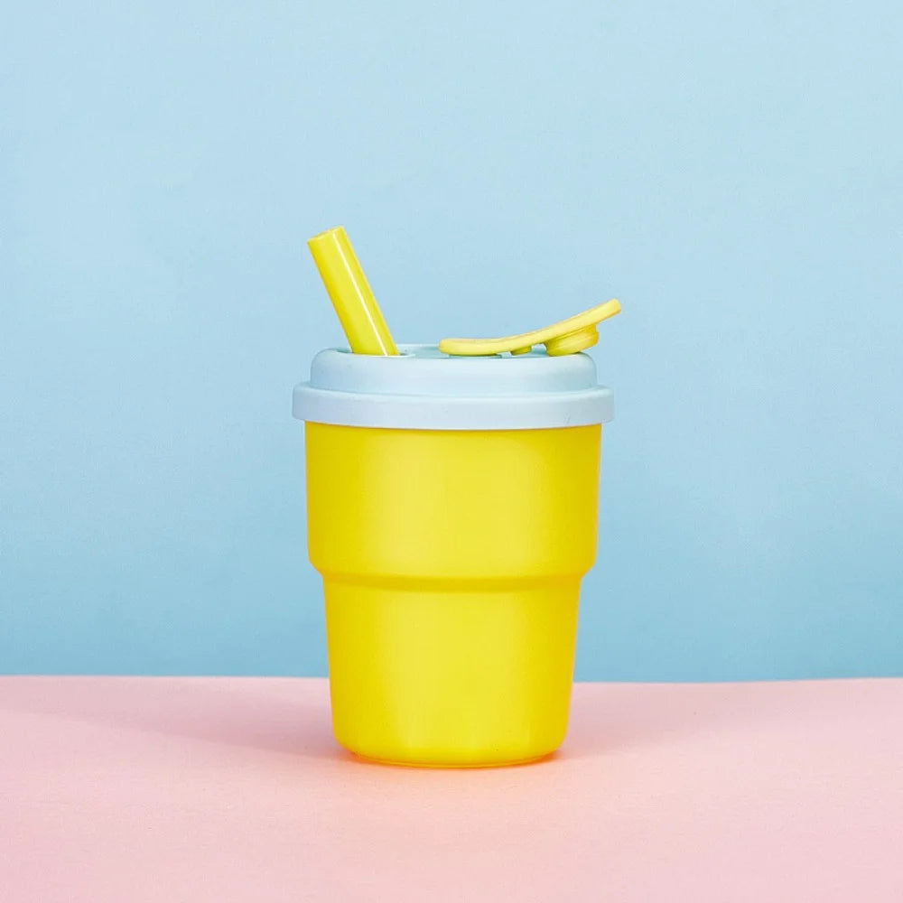 Silicone Water Cup with Straw - Portable Sport Bottle