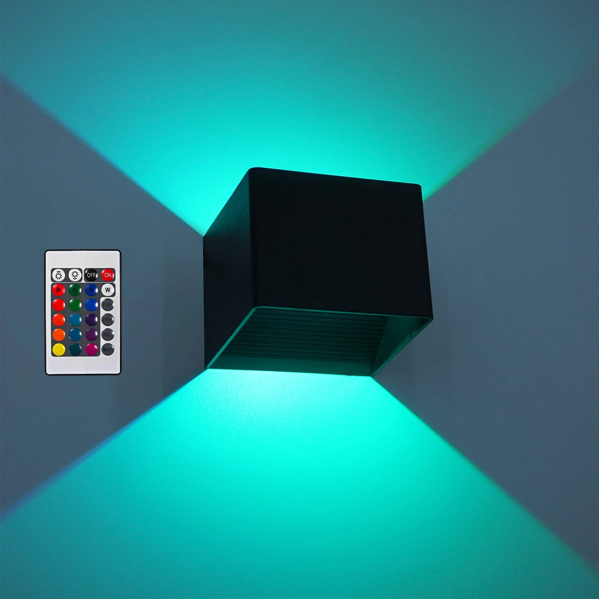LED Remote Control Wall Lamp - Color Changing Dimmable Up Down Wall Sconce for Bedside, Corridor & Garden.