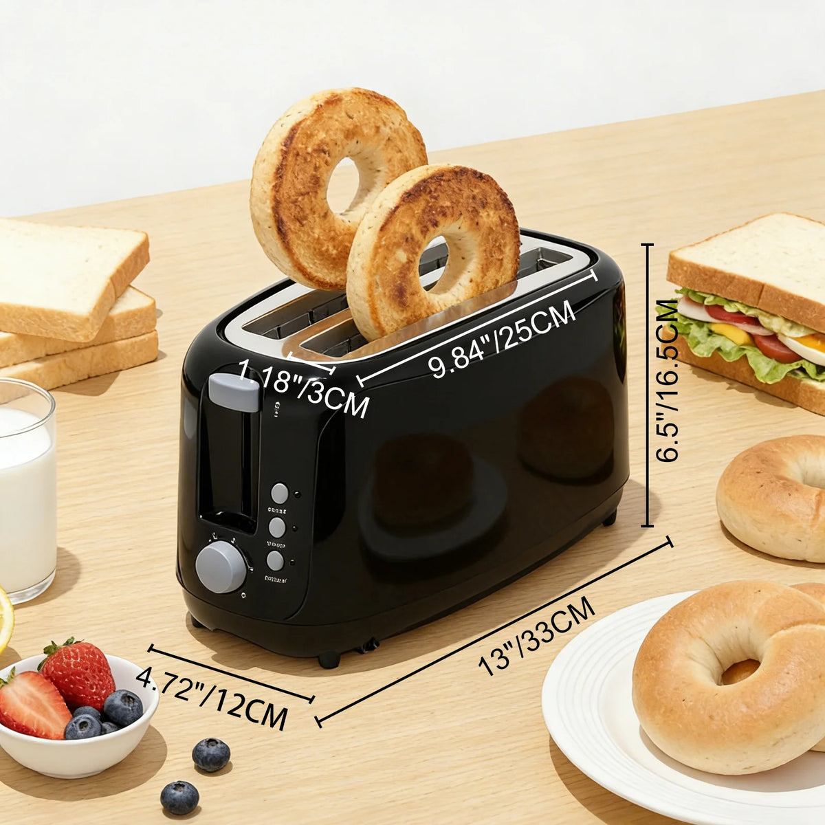 Extra Long Slot 4 Slice Toaster with 6 Shade Settings