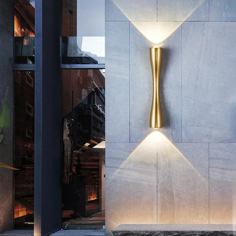 LED Wall Lamp - Waterproof Outdoor Light - Gold Acrylic Sconce for  Garden & Balcony.