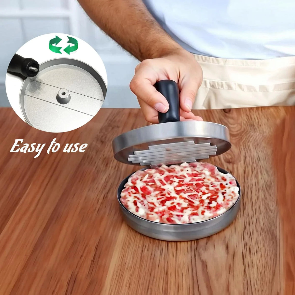 Aluminum Burger Press – Hamburger Patty Maker with Grid Molds for BBQ & Grill. with 100 pcs patty papers.