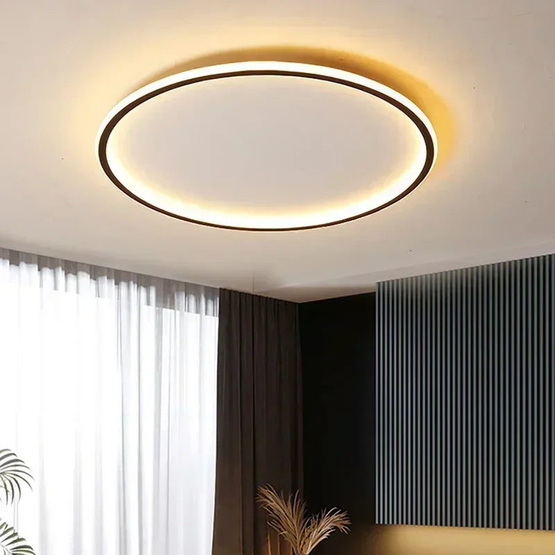 Modern Round LED Ceiling Light with Remote Control | Dimmable Chandelier for Living Room & Bedroom, Warm White/Daylight.