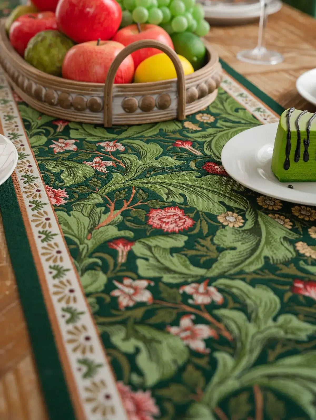 Floral Plant Table Runner with Tassels