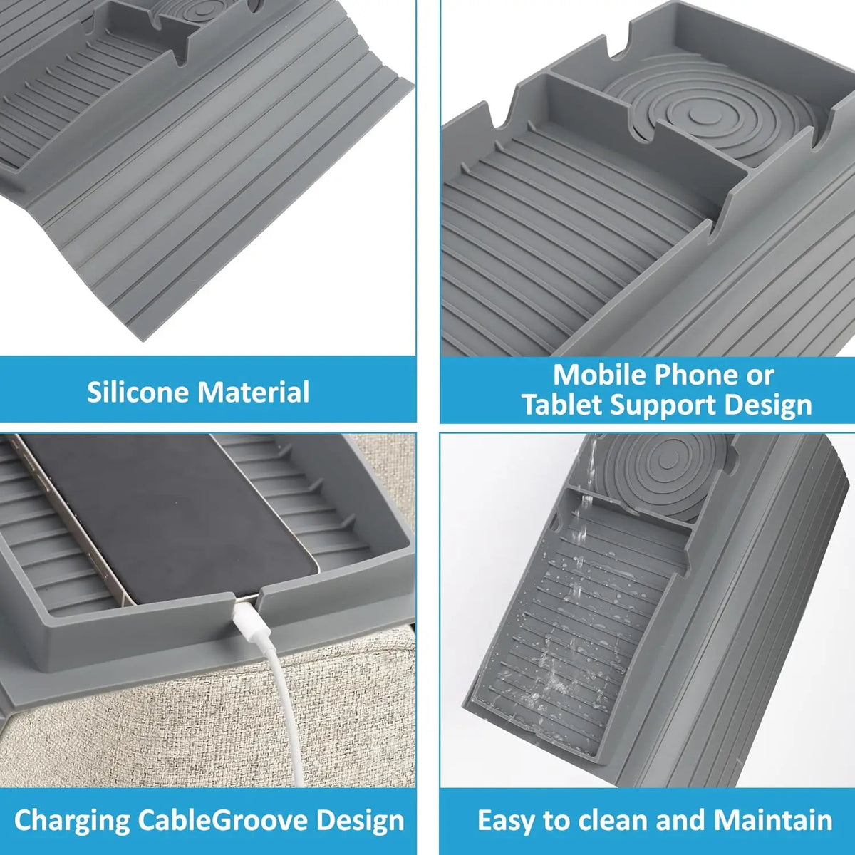Silicone Sofa Armrest Tray Organizer – Couch Arm Rest Cup Holder for Remote, Phone & Snacks.