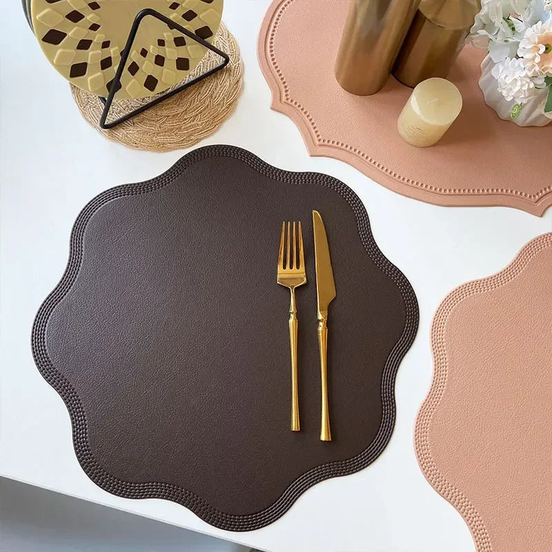 Leather Flower Shape Table Decoration Mat