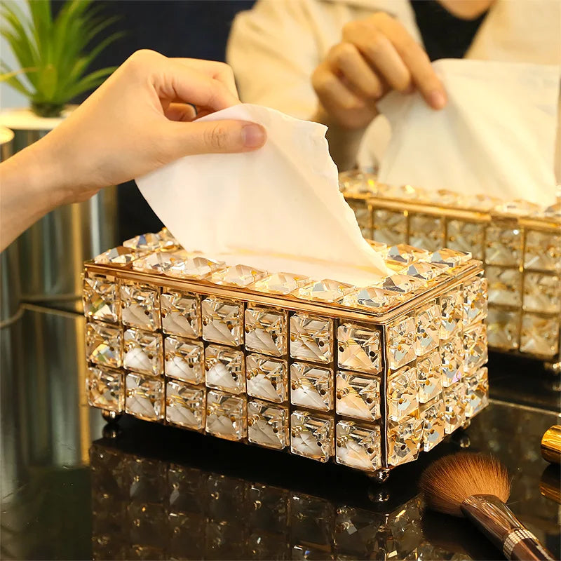 Luxury Crystal Tissue Box Cover - Ducent Decor