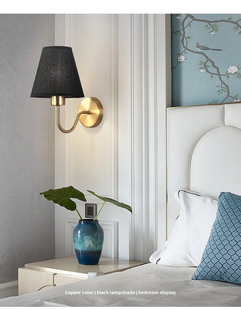 Modern Fabric Wall Lamp – Bedside Sconce for Bedroom, Hallway & Stairs.