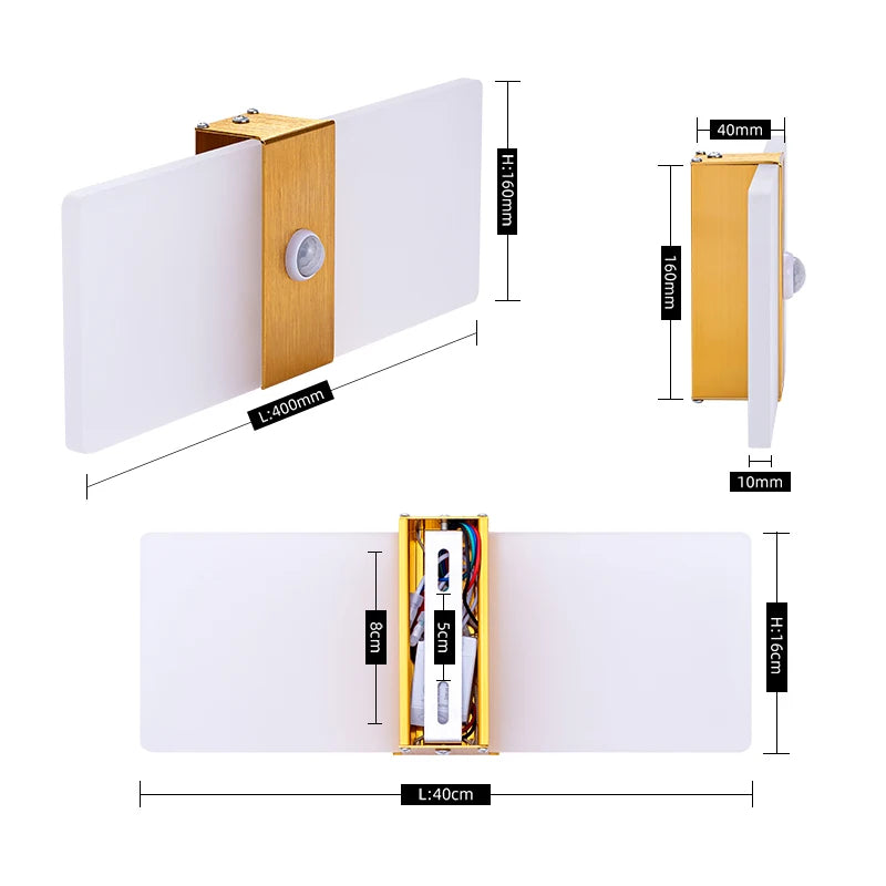 Motion Sensor Wall Lamp – Aluminum & Acrylic Sconce for Corridor, Entrance & Porch.