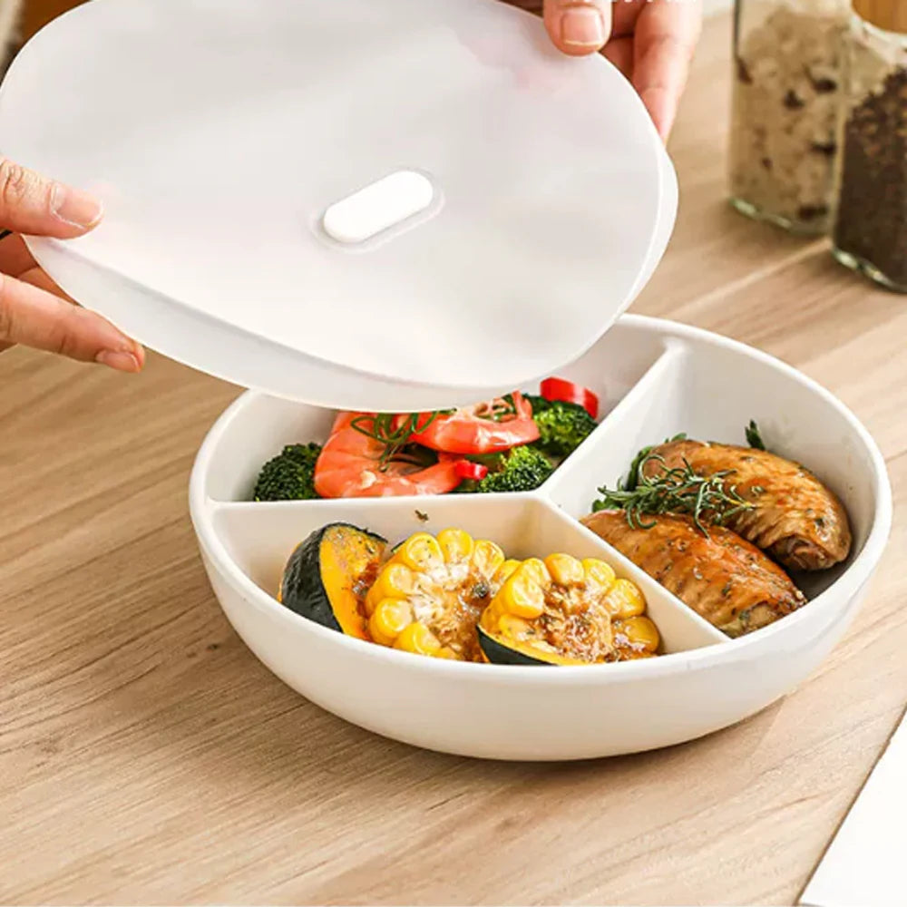 Marble Ceramic 3-Section Divided Plate