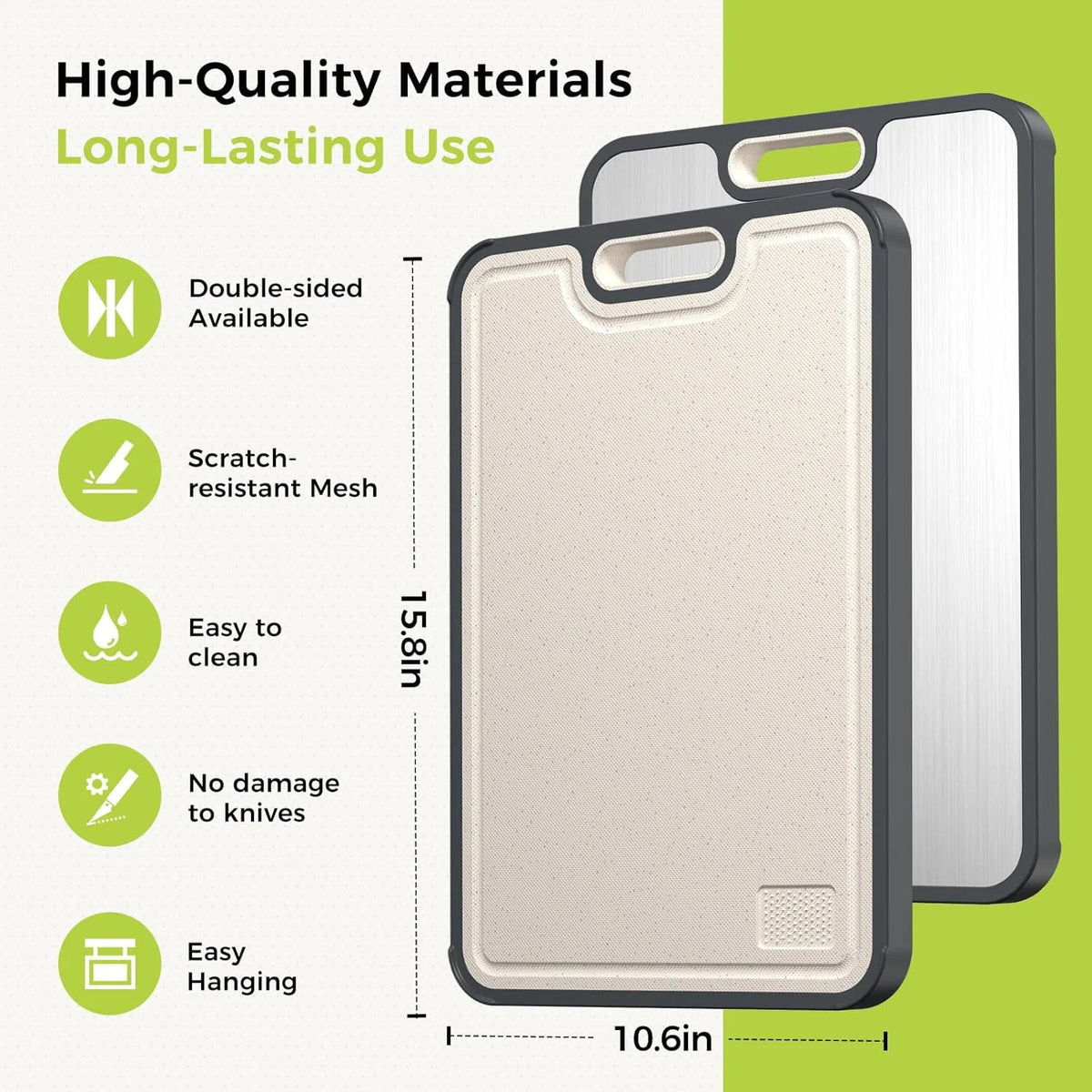 Double-Sided Titanium Cutting Board – Food Grade Wheat Straw PP Chopping Board for Kitchen.
