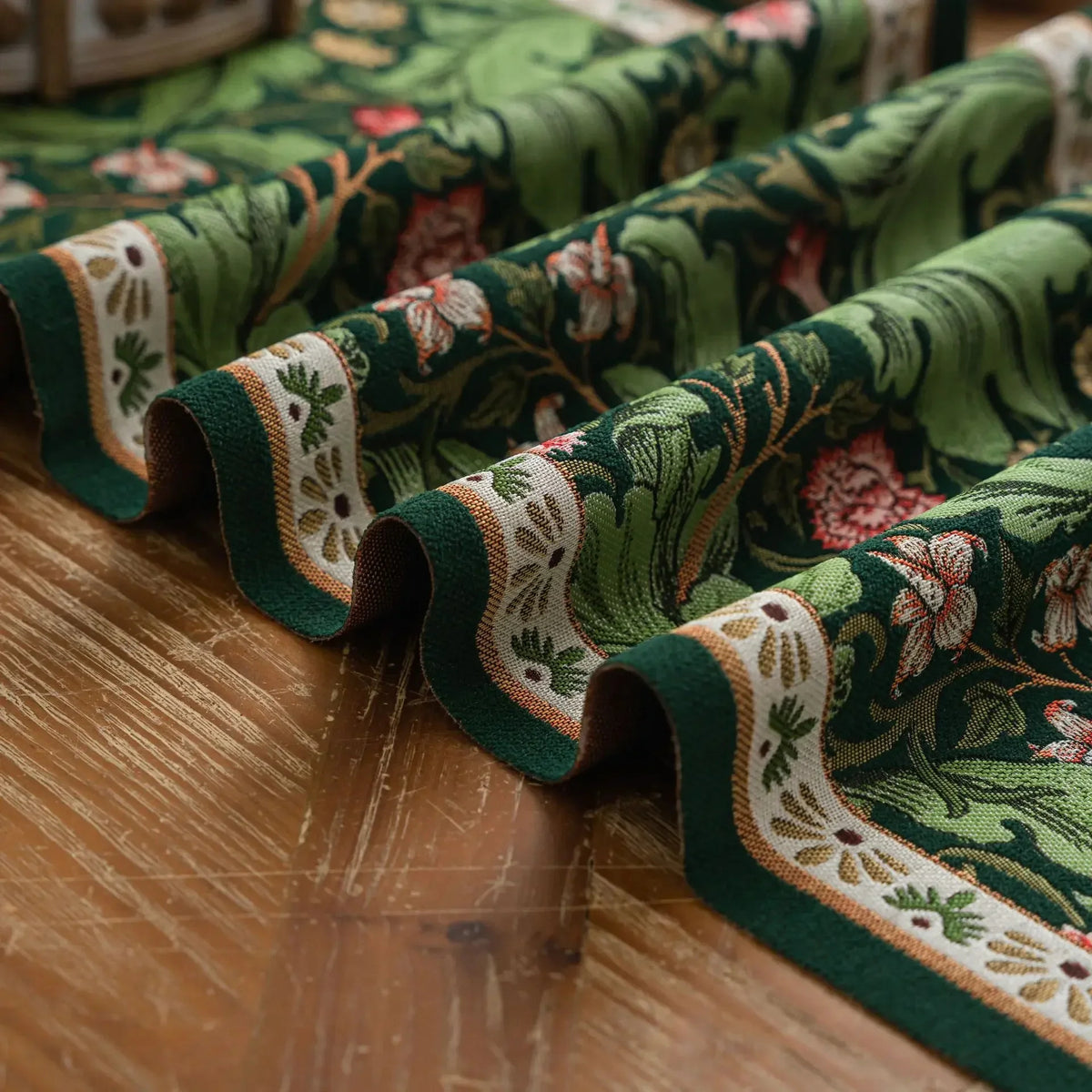 Floral Plant Table Runner with Tassels