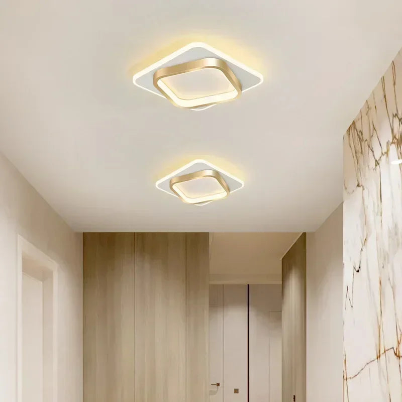 Round Flush Mount LED Ceiling Light | Modern Chandelier for Bedroom, Bathroom, Corridor & Foyer, Black & Gold Finishes.