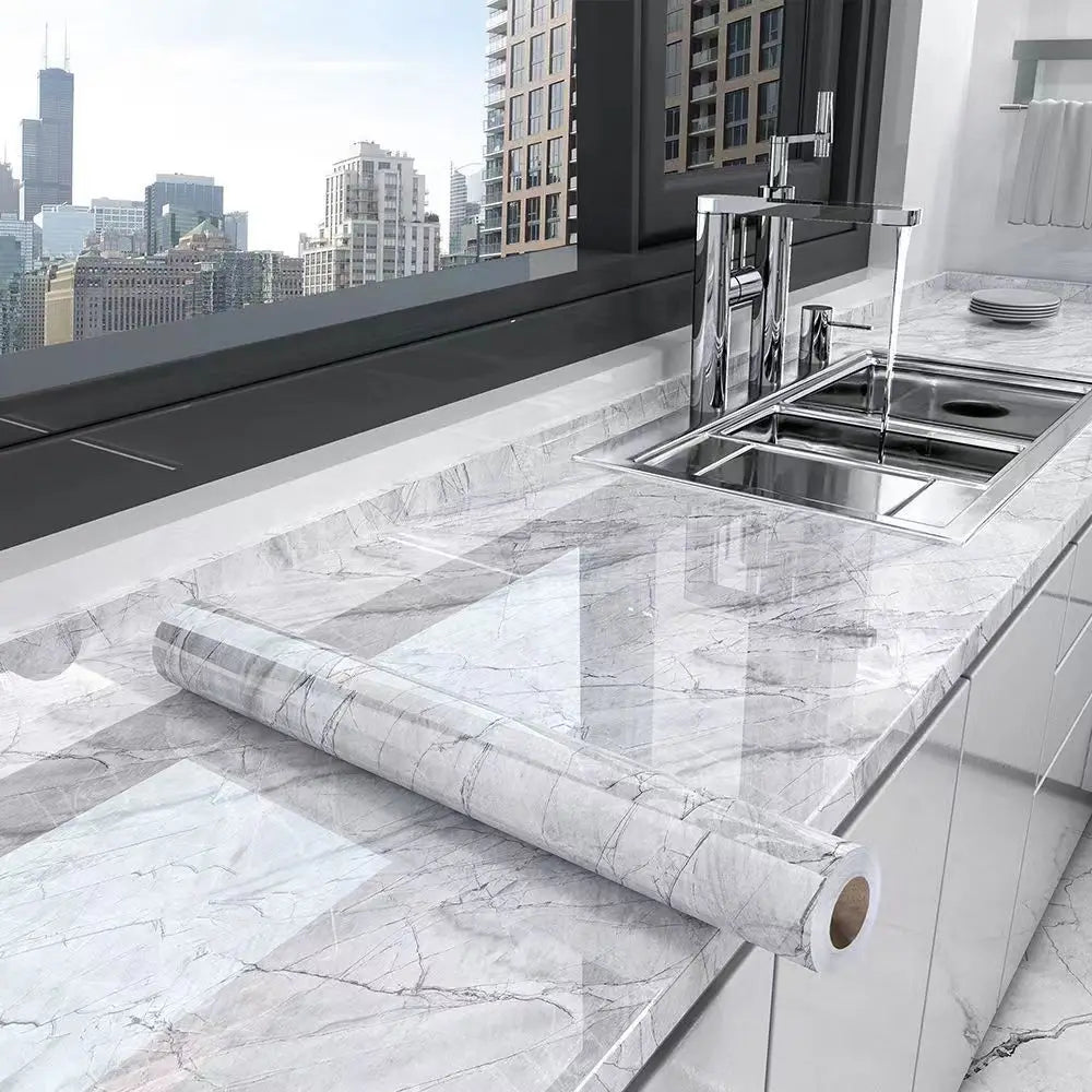 Marble Kitchen Oil-Proof Film, Waterproof Wallpaper