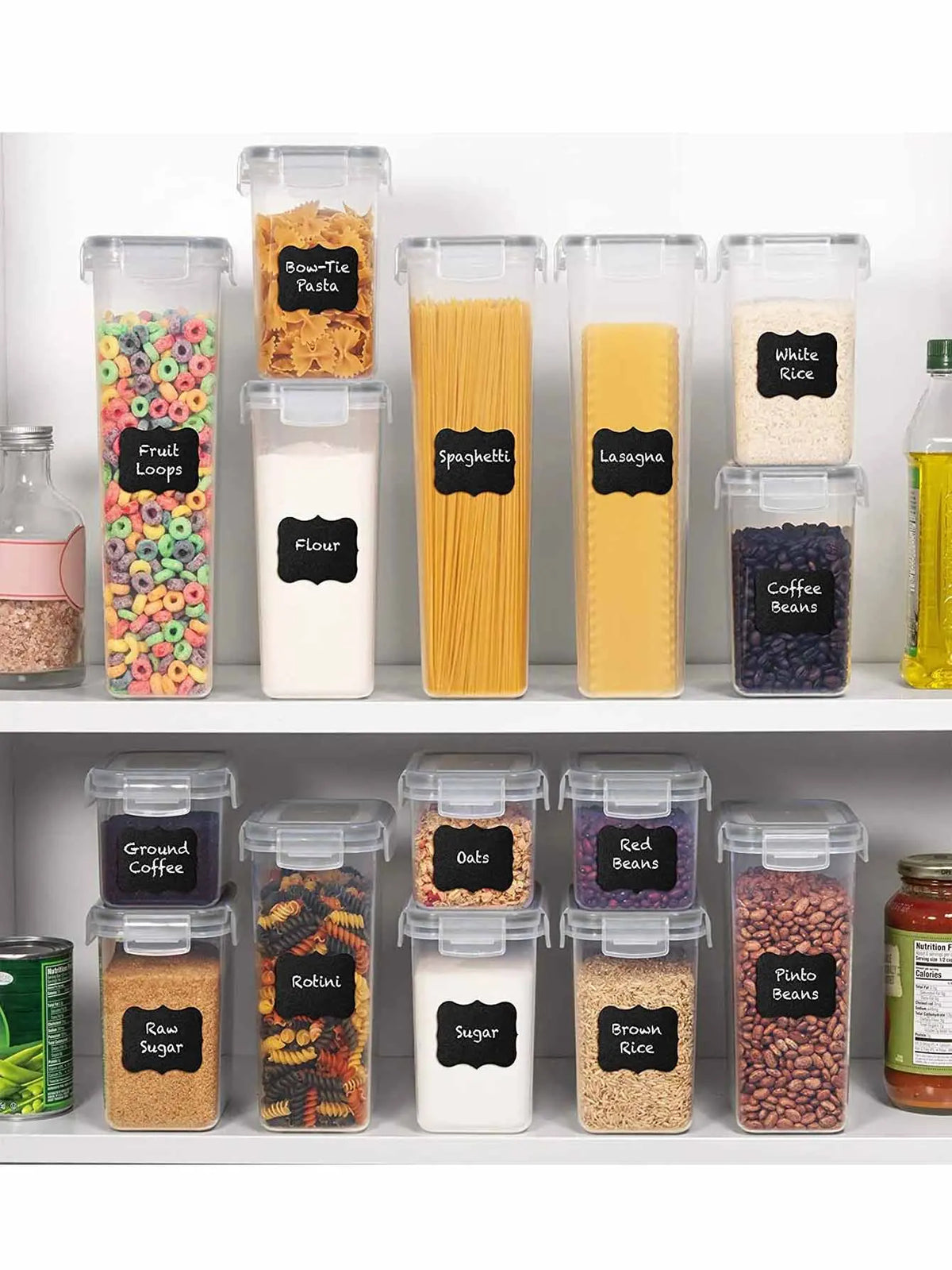 Airtight Food Storage Containers with Labels - 24pcs Organizers