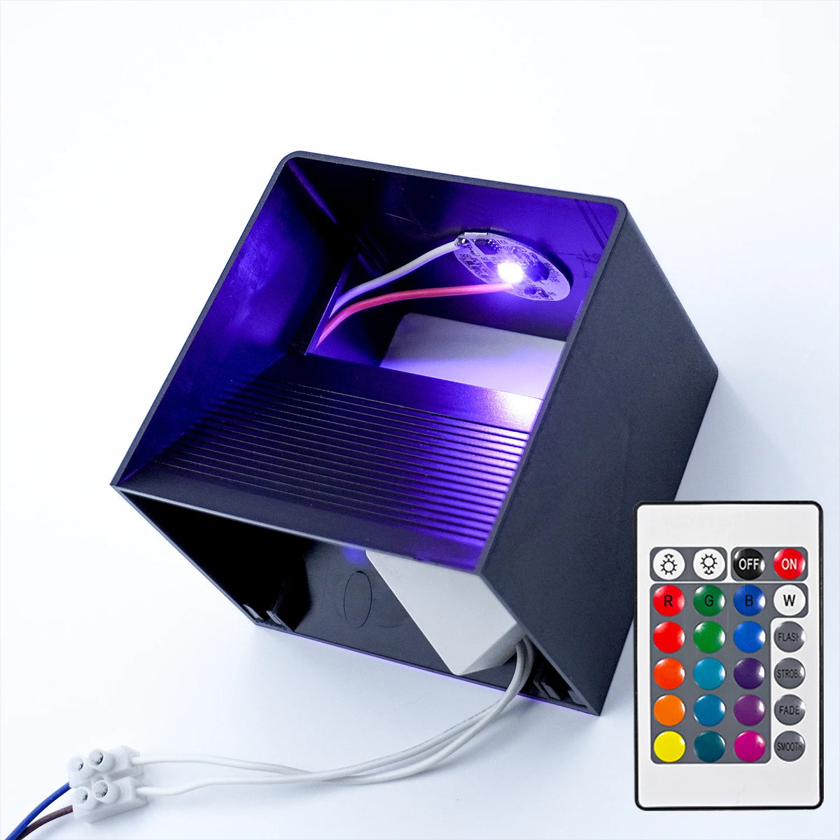 LED Remote Control Wall Lamp - Color Changing Dimmable Up Down Wall Sconce for Bedside, Corridor & Garden.