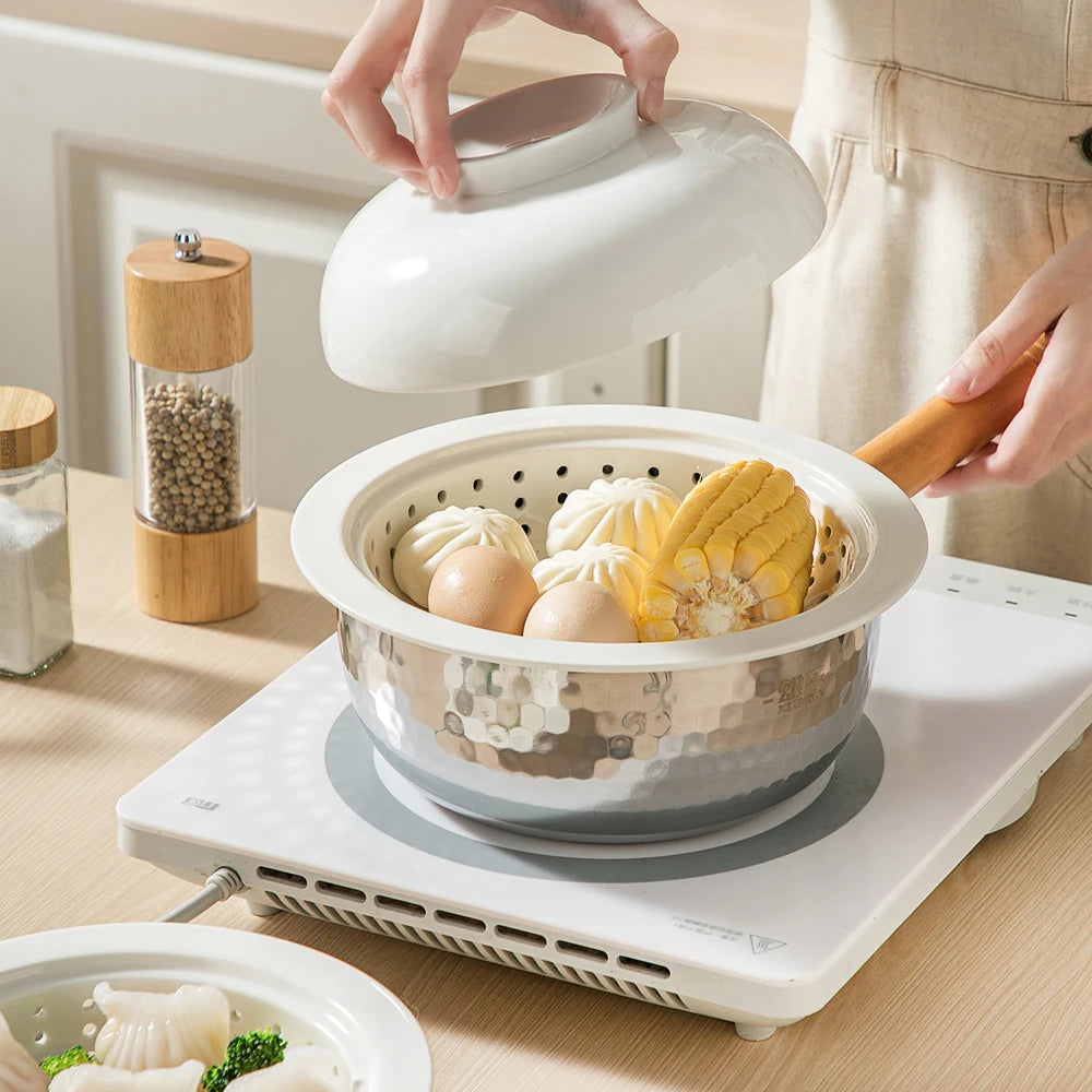 Perforated Porcelain Steaming - Steamer Bowl with Lid