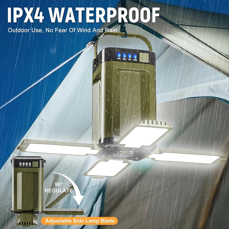 Foldable Rechargeable Tent Lamp with Power Bank