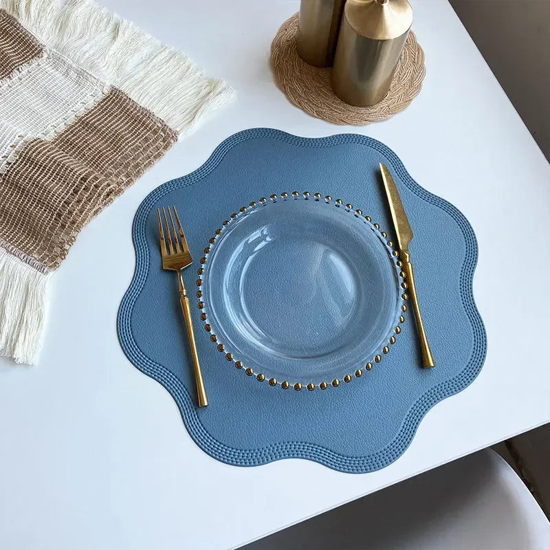 Leather Flower Shape Table Decoration Mat