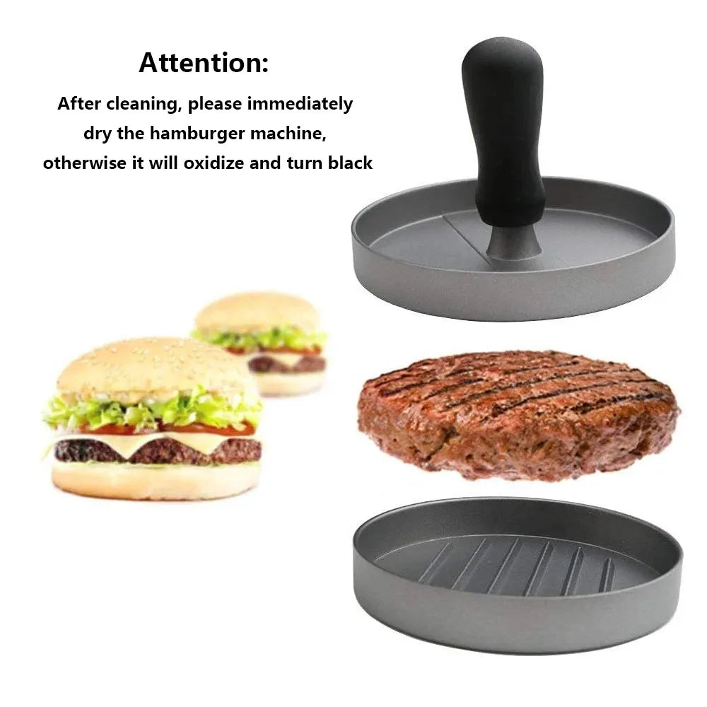 Aluminum Burger Press – Hamburger Patty Maker with Grid Molds for BBQ & Grill. with 100 pcs patty papers.