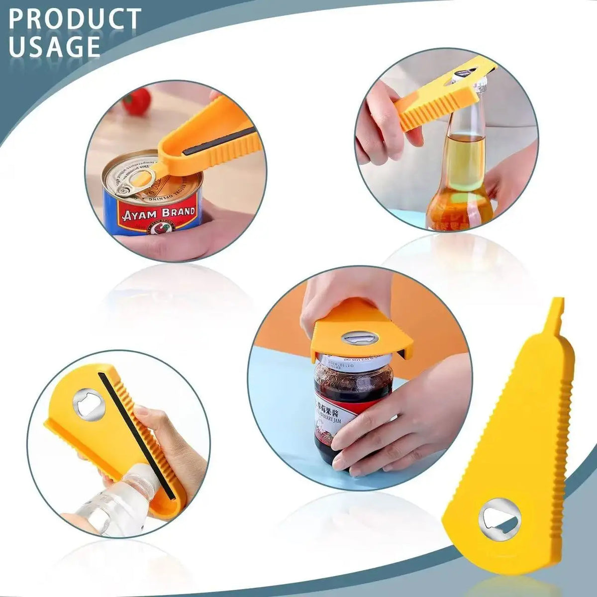 Can Opener, Bottle Opener & Jar Opener – Stainless Steel Kitchen Tool for Coke & Jam.