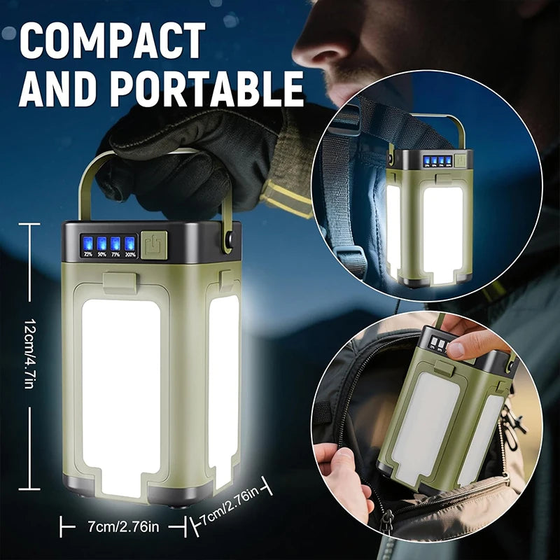 Foldable Rechargeable Tent Lamp with Power Bank