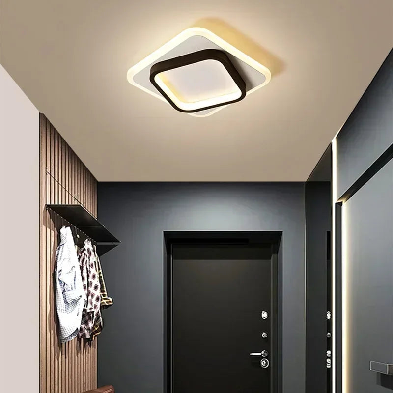 Round Flush Mount LED Ceiling Light | Modern Chandelier for Bedroom, Bathroom, Corridor & Foyer, Black & Gold Finishes.