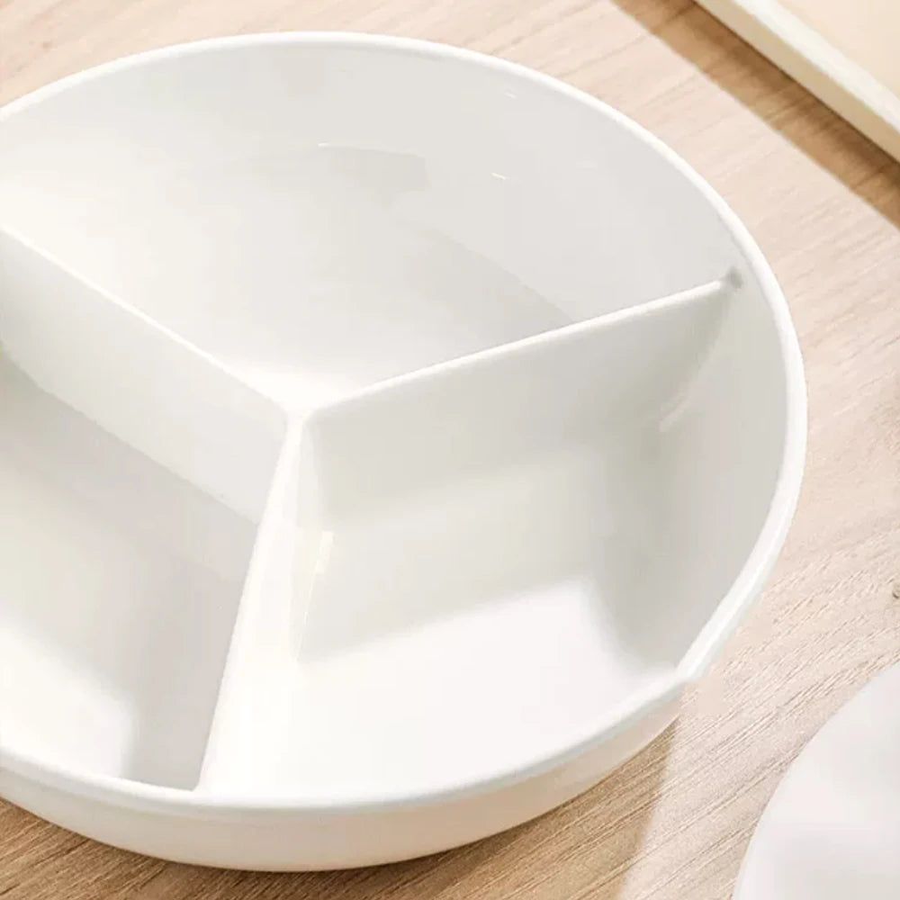 Marble Ceramic 3-Section Divided Plate