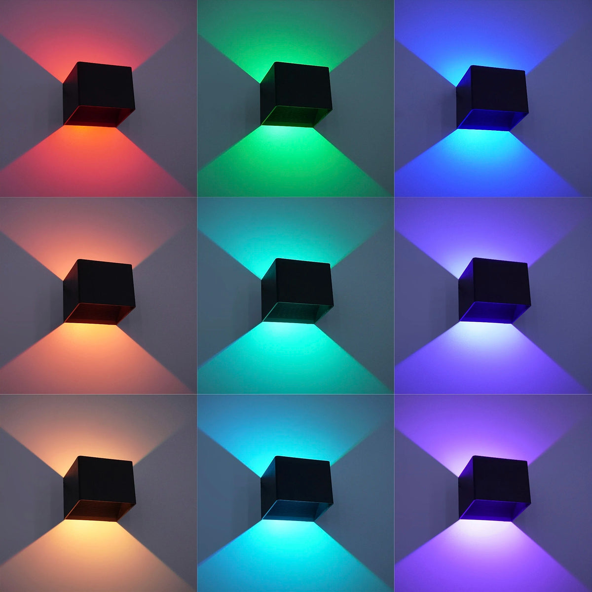 LED Remote Control Wall Lamp - Color Changing Dimmable Up Down Wall Sconce for Bedside, Corridor & Garden.