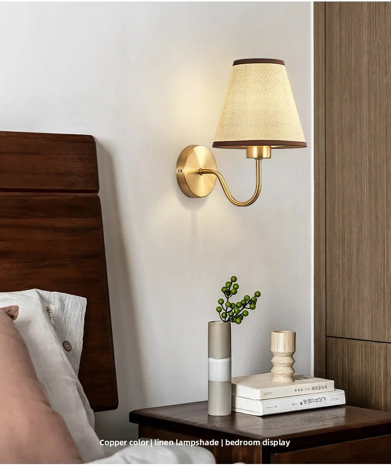Modern Fabric Wall Lamp – Bedside Sconce for Bedroom, Hallway & Stairs.