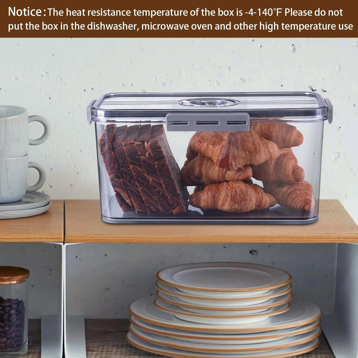 Bread Box for Kitchen Countertop – Airtight Storage Container with Lid for Toast, Bagels & Cookies.